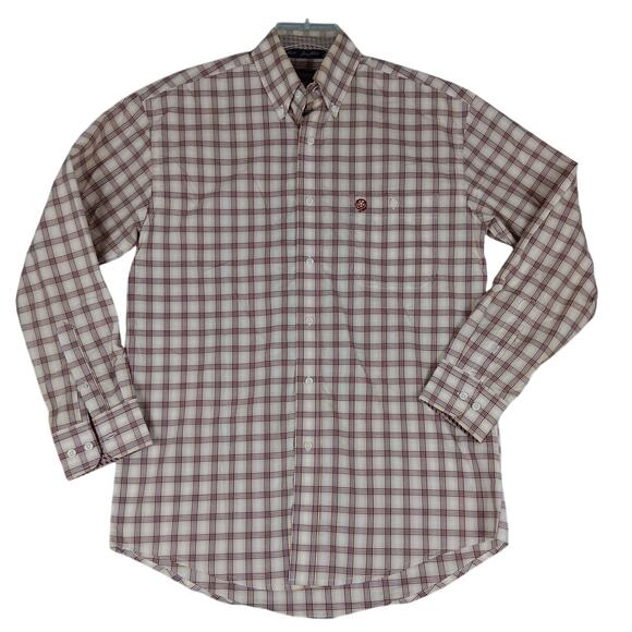 Wrangler George Strait Western Shirt Mens Small Tan/Red Checkered Button Down - Picture 2 of 13